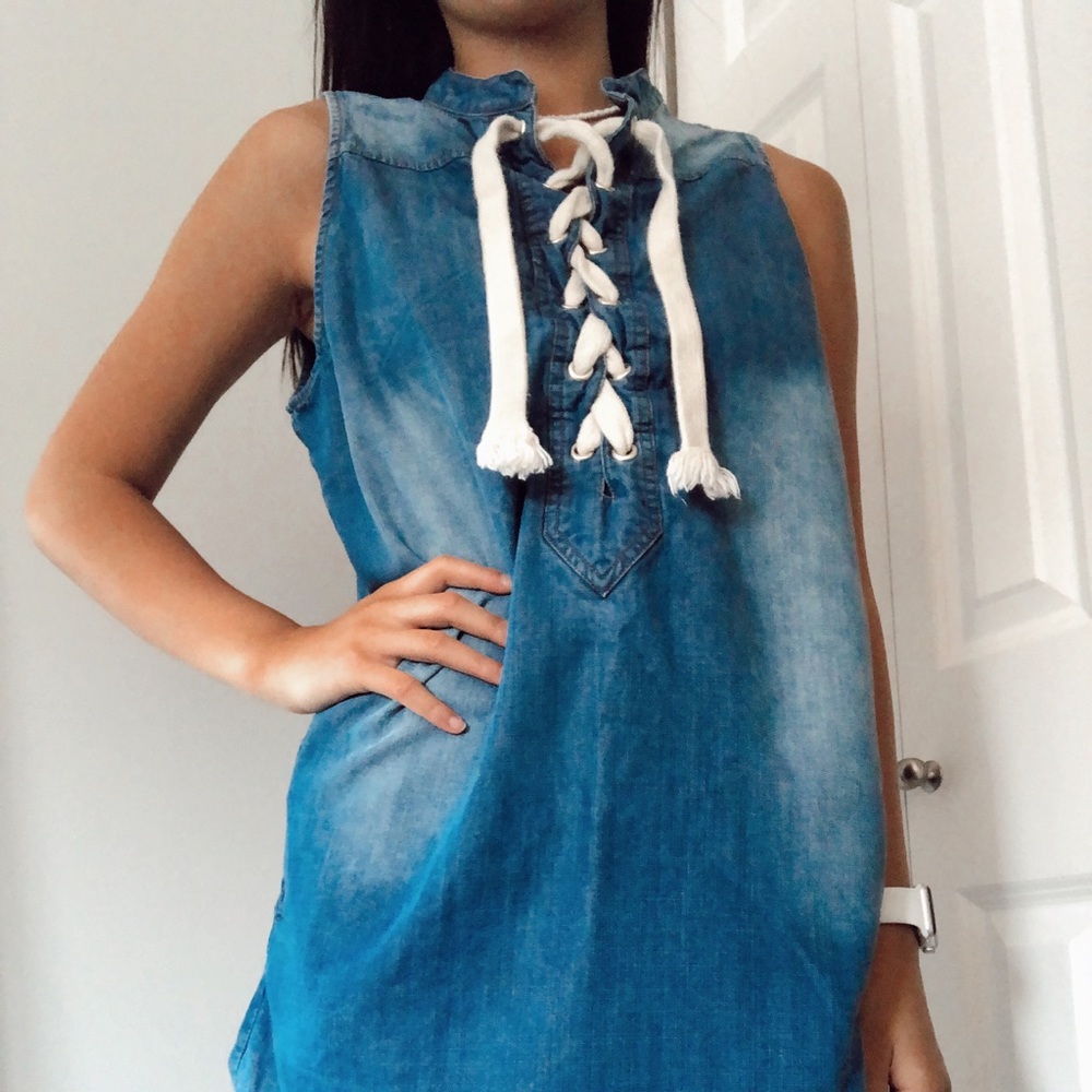 denim dress with laces in the front!